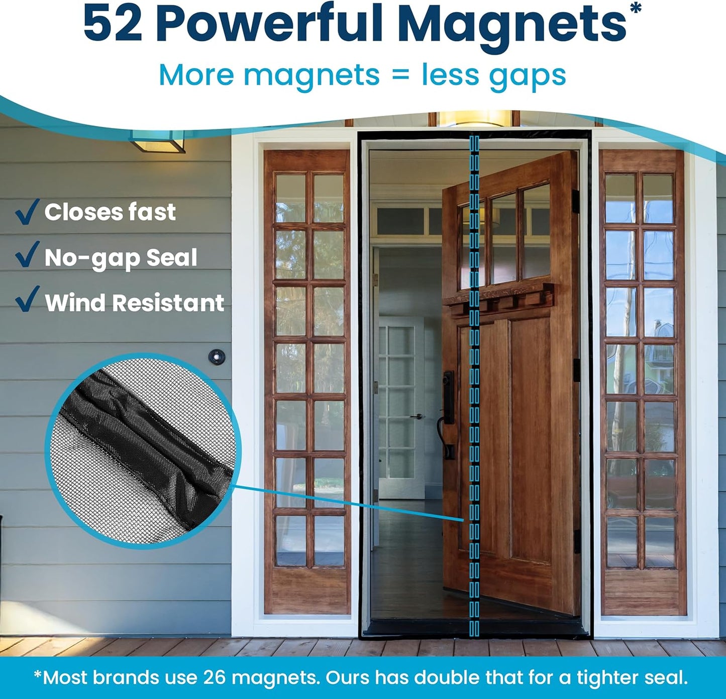 Magnetic Screen Door Summer Mesh Hands Free 38 x 83 MSDC3883 - with | Sold by Uncle Wiener's Wholesale