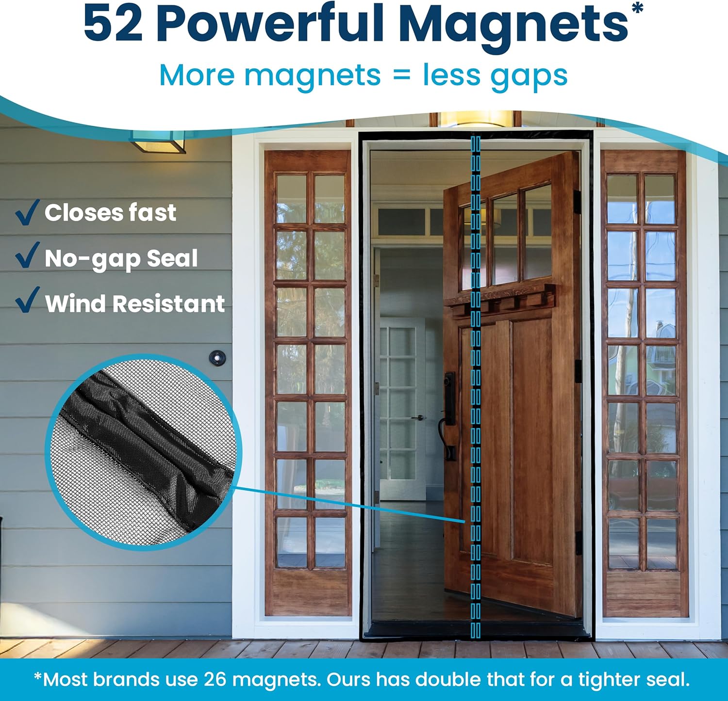 Magnetic Screen Door Summer Mesh Hands Free 38 x 83 MSDC3883 - with | Sold by Uncle Wiener's Wholesale