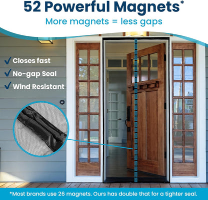 Magnetic Screen Door Summer Mesh Hands Free 38 x 83 MSDC3883 - with | Sold by Uncle Wiener's Wholesale