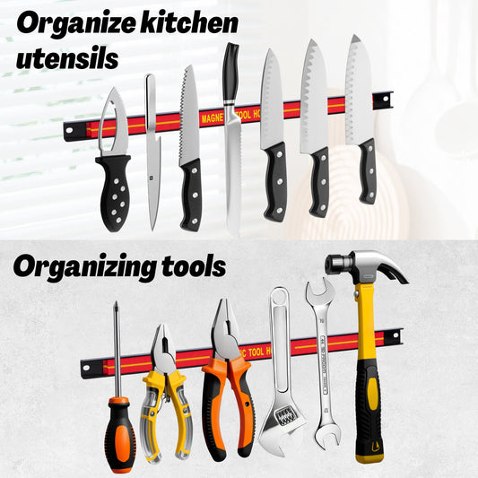Magnetic Tool Holder Bar – 50 cm Heavy - Duty Wall - Mounted Tool Organizer for Garage & Workshop AMMTH45 - with | Sold by Uncle Wiener's Wholesale