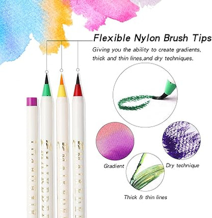MAIKEDEPOT Watercolor Brush Pens Set of 48 Real Brush Markers with 2 Water Brushes - Markers with | Sold by Uncle Wiener's Wholesale
