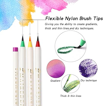MAIKEDEPOT Watercolor Brush Pens Set of 48 Real Brush Markers with 2 Water Brushes - Markers with | Sold by Uncle Wiener's Wholesale
