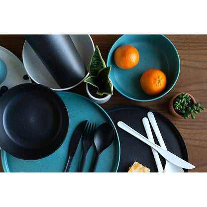 Mainstays 28 - Piece Eco - Friendly Recycled Plastic Dinnerware Set – Service for 4 849434028484 - with | Sold by Uncle Wiener's Wholesale