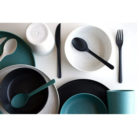 Mainstays 28 - Piece Eco - Friendly Recycled Plastic Dinnerware Set – Service for 4 849434028484 - with | Sold by Uncle Wiener's Wholesale