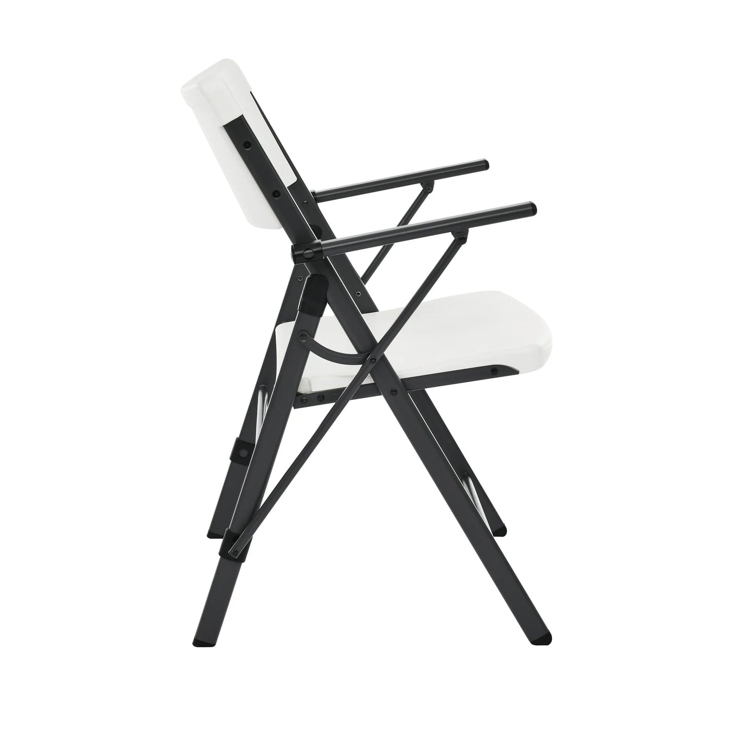 Mainstays White Commercial Plastic Folding Chair with Armrests, Indoor Outdoor, 2 Pack 190517215629 - with | Sold by Uncle Wiener's Wholesale
