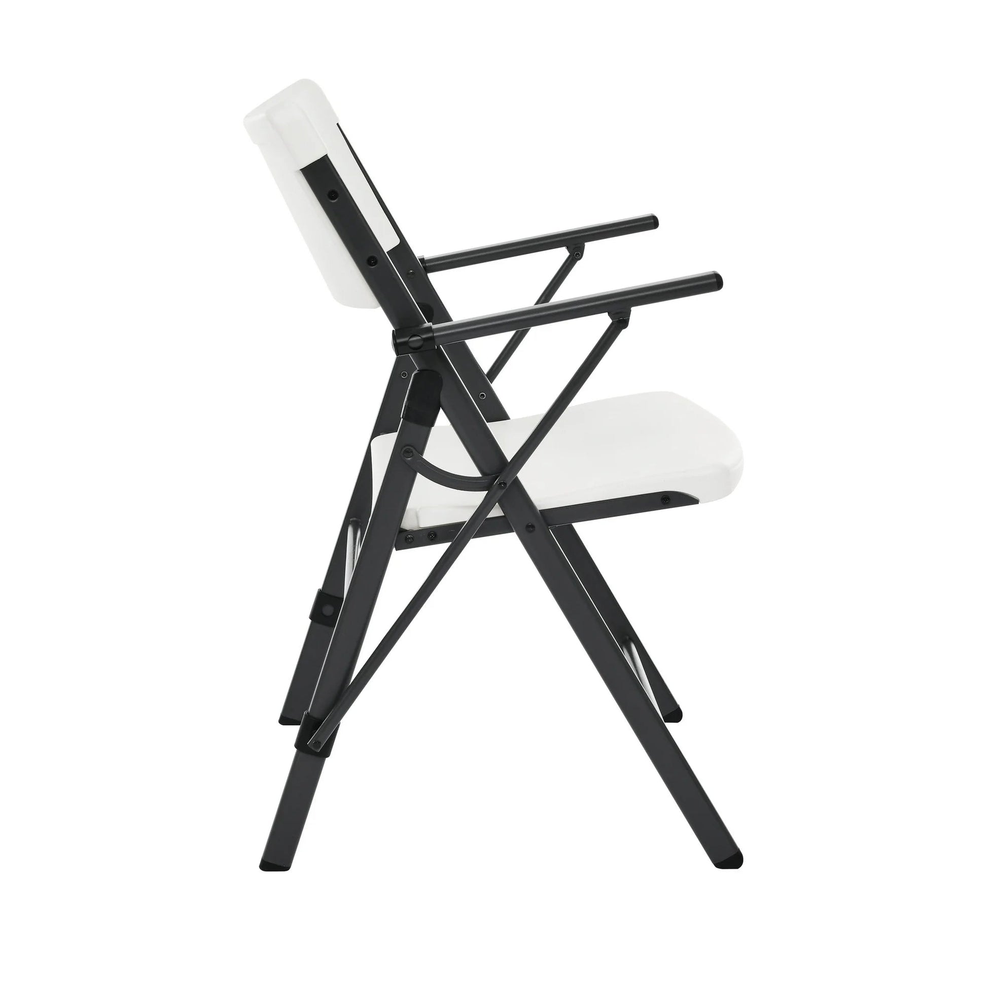 Mainstays White Commercial Plastic Folding Chair with Armrests, Indoor Outdoor, 2 Pack 190517215629 - with | Sold by Uncle Wiener's Wholesale