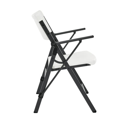 Mainstays White Commercial Plastic Folding Chair with Armrests, Indoor Outdoor, 2 Pack 190517215629 - with | Sold by Uncle Wiener's Wholesale