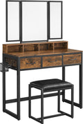 Makeup Vanity Dressing Table with Tri - Fold Mirror & Storage + Stool – S1324 - with | Sold by Uncle Wiener's Wholesale