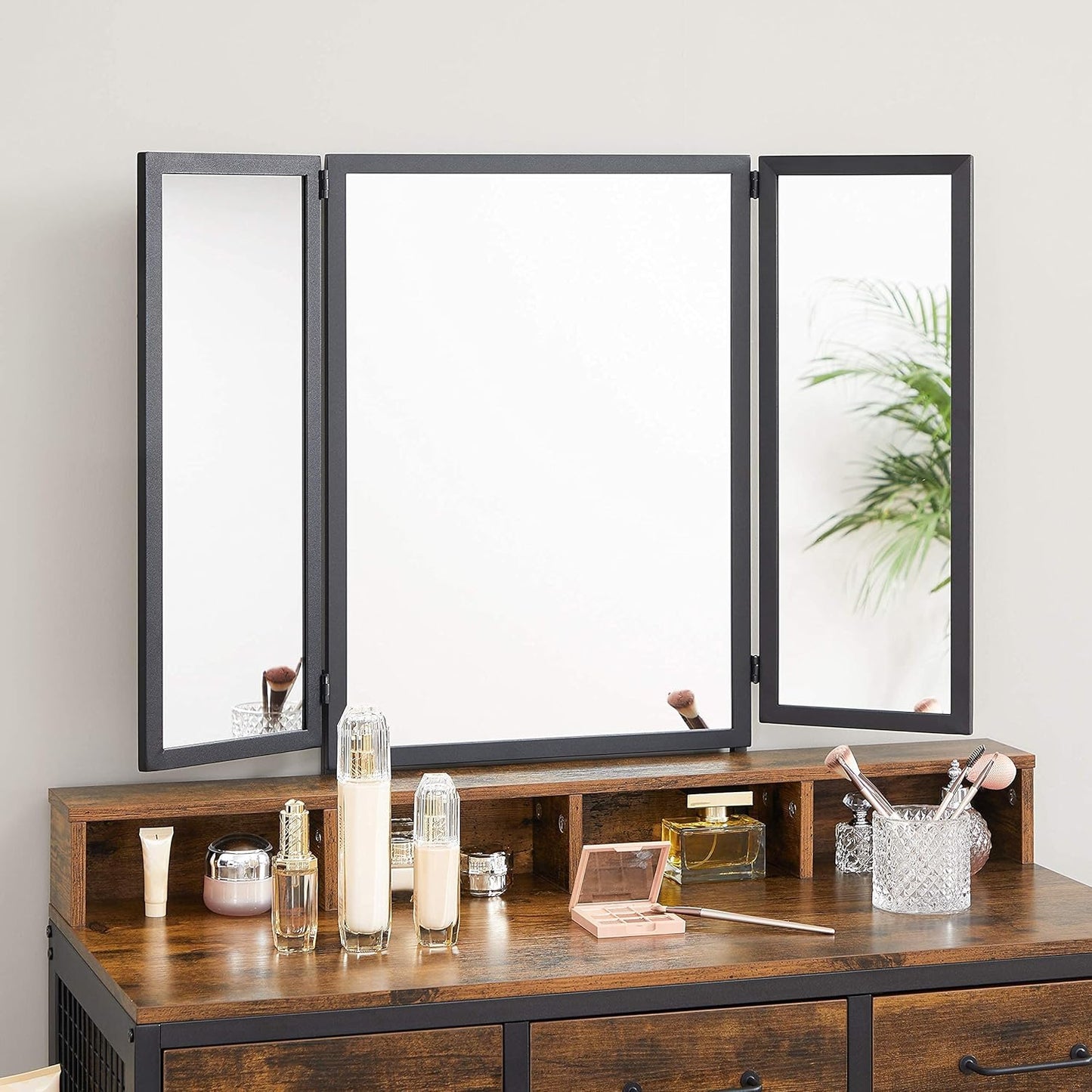 Makeup Vanity Dressing Table with Tri - Fold Mirror & Storage + Stool – S1324 - with | Sold by Uncle Wiener's Wholesale