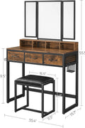Makeup Vanity Dressing Table with Tri - Fold Mirror & Storage + Stool – S1324 - with | Sold by Uncle Wiener's Wholesale