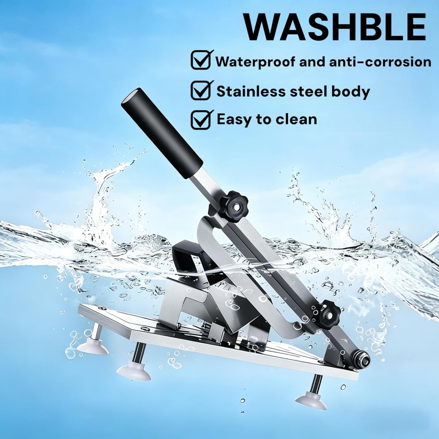 Manual Frozen Meat Slicer 8″ Blade Stainless Steel 201 Adjustable 1–15mm MM041 - General Equipment with | Sold by Uncle Wiener's Wholesale