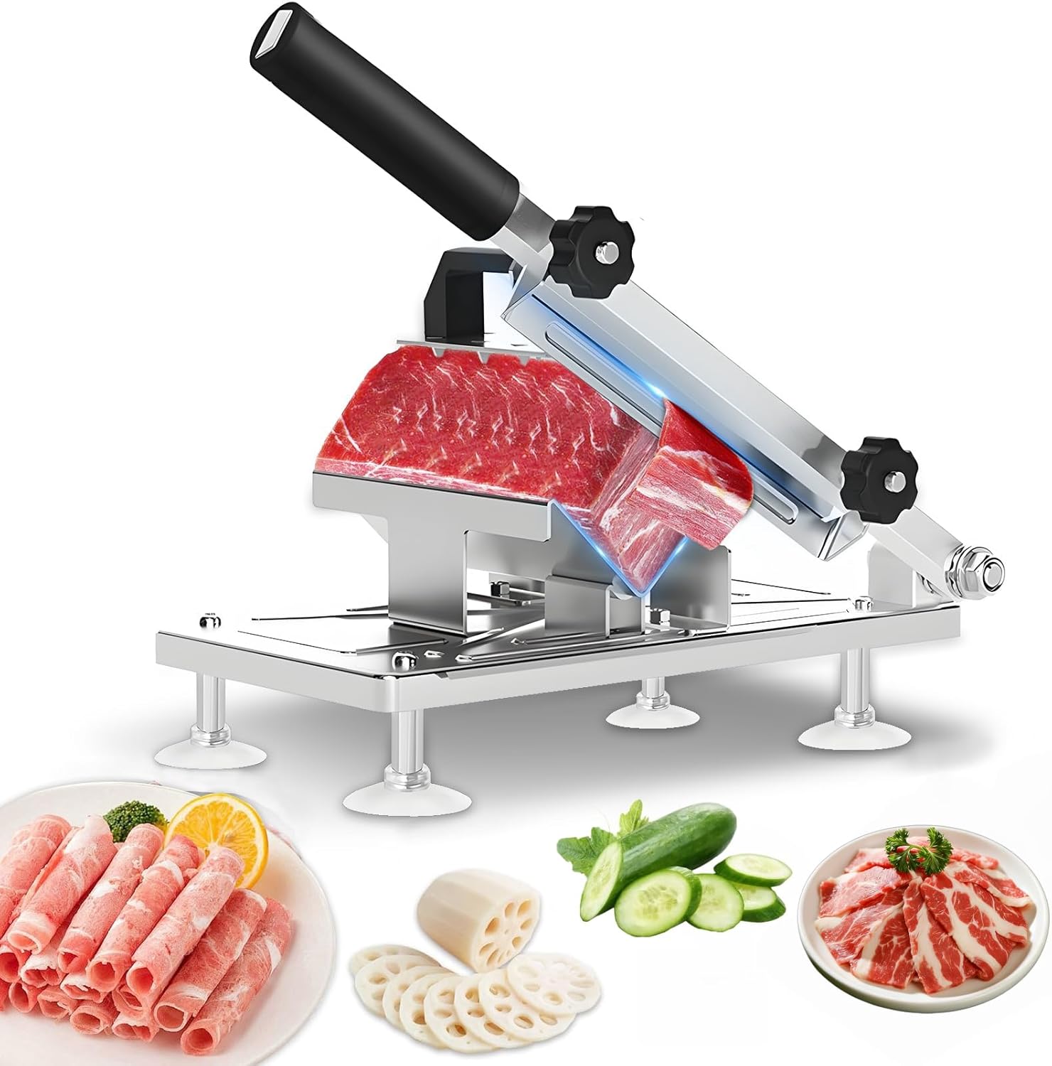 Manual Frozen Meat Slicer 8″ Blade Stainless Steel 201 Adjustable 1–15mm MM041 - General Equipment with | Sold by Uncle Wiener's Wholesale