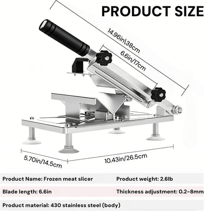 Manual Frozen Meat Slicer 8″ Blade Stainless Steel 201 Adjustable 1–15mm MM041 - General Equipment with | Sold by Uncle Wiener's Wholesale