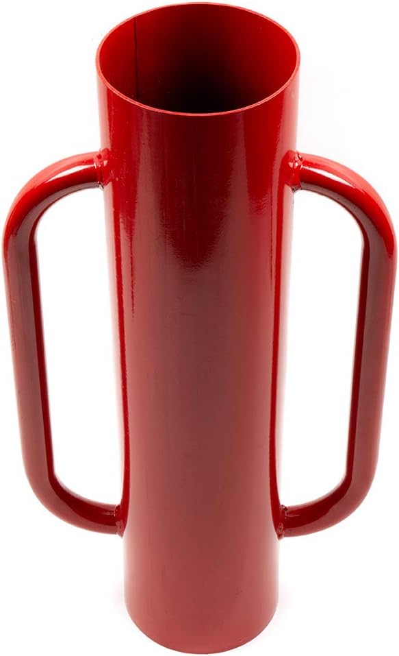 Manual Steel Fence Post Driver Pounder – & Heavy - Duty Handles Red Painted 223443 - with | Sold by Uncle Wiener's Wholesale