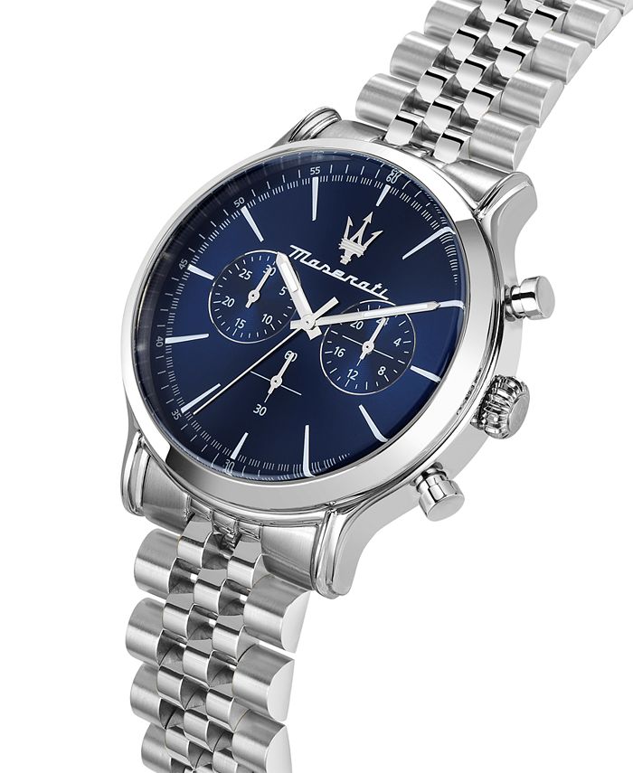 Maserati Men's Chronograph Stainless Steel Metal Band Watch, 42mm - Silver - No Size - with Silver | Sold by Uncle Wiener's Wholesale