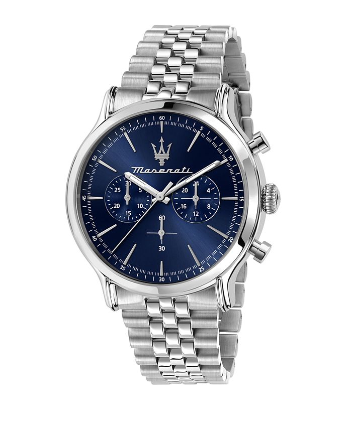 Maserati Men's Chronograph Stainless Steel Metal Band Watch, 42mm - Silver - No Size - with Silver | Sold by Uncle Wiener's Wholesale