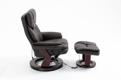 Massage Recliner Chair with Ottoman – Heat & Swivel Base – Black or Brown – UH8415 Series - with Brown | Sold by Uncle Wiener's Wholesale