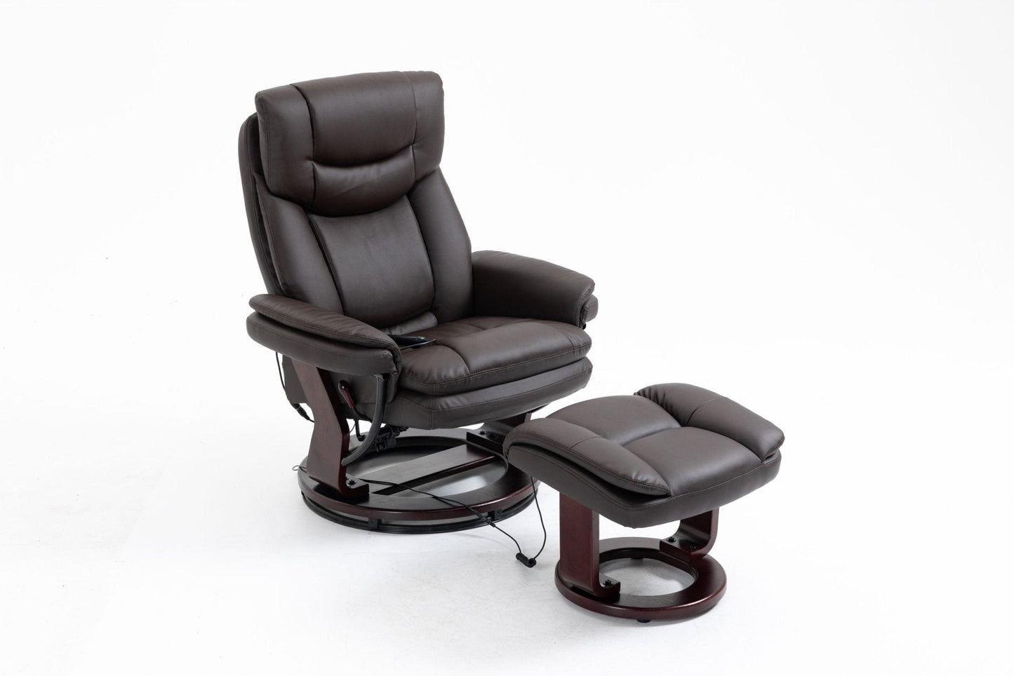 Massage Recliner Chair with Ottoman – Heat & Swivel Base – Black or Brown – UH8415 Series - with Brown | Sold by Uncle Wiener's Wholesale