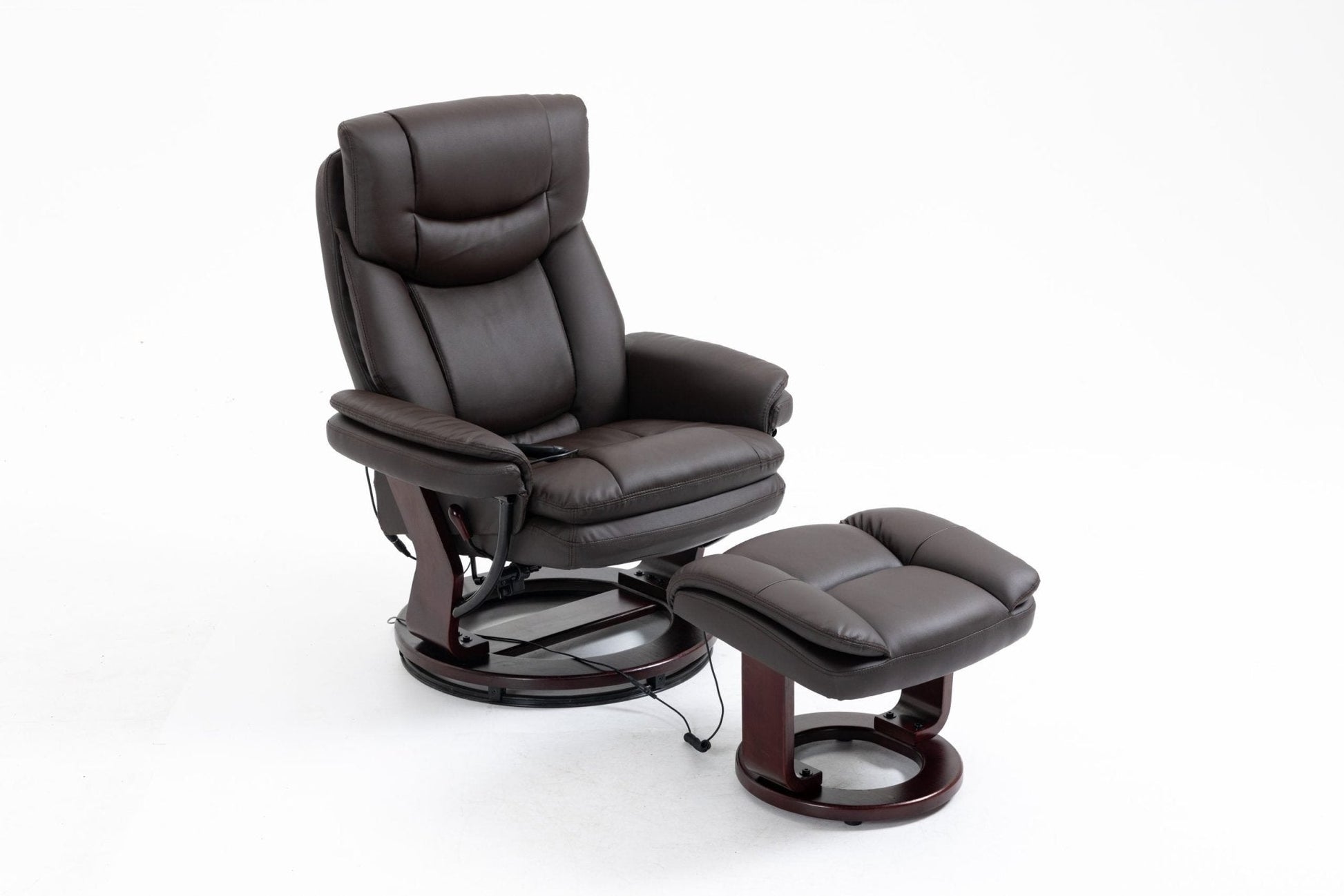 Massage Recliner Chair with Ottoman – Heat & Swivel Base – Black or Brown – UH8415 Series - with Brown | Sold by Uncle Wiener's Wholesale