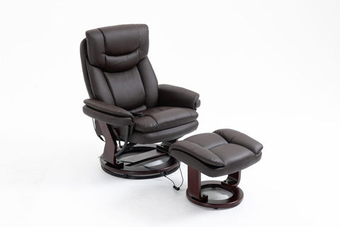 Massage Recliner Chair with Ottoman – Heat & Swivel Base – Black or Brown – UH8415 Series - with Brown | Sold by Uncle Wiener's Wholesale