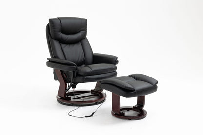 Massage Recliner Chair with Ottoman – Heat & Swivel Base – Black or Brown – UH8415 Series - with Black | Sold by Uncle Wiener's Wholesale