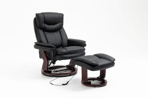 Massage Recliner Chair with Ottoman – Heat & Swivel Base – Black or Brown – UH8415 Series - with Black | Sold by Uncle Wiener's Wholesale
