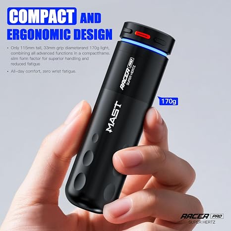 MAST Tattoo Racer Pro Wireless PMU Machine – Cordless Permanent Makeup Pen with Adjustable Stroke & 3-140Hz Frequency - Electronics with | Sold by Uncle Wiener's Wholesale