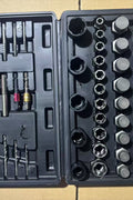 56pc extractor set in case with nut, bolt, and screw removal tools

Close-up of carbon steel bolt extractor bits

Professional-grade fastener removal tool kit for mechanics

Black hard case with full set of extractors and bits

ETMB05 extractor kit with organized foam insert