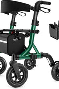 MAXWALK Walkers for Seniors, Rollator Walker with Seat, 10" Rubber Wheels All Terrain Rollator Walker with Backrest, Aluminum Walkers Built - in Cable, Foldable and Adjustable Height for Seniors, Green - with | Sold by Uncle Wiener's Wholesale