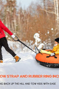 Meagoo Heavy Duty Snow Tube, Inflatable Durable 40" Snow Sled Tube with Cushion Seat, Premium Sturdy 600D Canvas Cover Sledding Tube with Towable Pull Ring and Reinforced Handles for Adult and Kids - with | Sold by Uncle Wiener's Wholesale