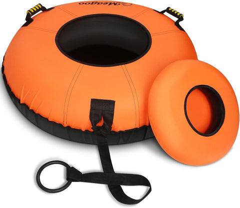 Meagoo Heavy Duty Snow Tube, Inflatable Durable 40" Snow Sled Tube with Cushion Seat, Premium Sturdy 600D Canvas Cover Sledding Tube with Towable Pull Ring and Reinforced Handles for Adult and Kids - with | Sold by Uncle Wiener's Wholesale