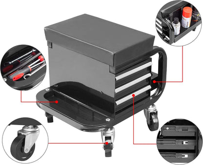 Mechanic Utility Cart with 3 Drawers & Bottle Holders LD18010 - with | Sold by Uncle Wiener's Wholesale