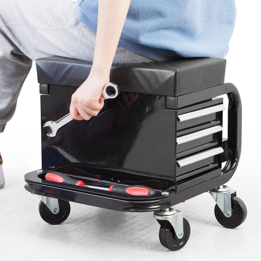Mechanic Utility Cart with 3 Drawers & Bottle Holders LD18010 - with | Sold by Uncle Wiener's Wholesale