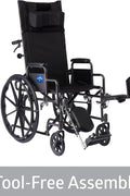 Medline Reclining Wheelchair, Desk - Length Arms and Elevating Leg Rests, 16" x 18" Seat (W x D) - with | Sold by Uncle Wiener's Wholesale