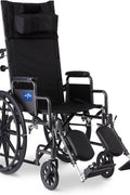 Medline Reclining Wheelchair, Desk - Length Arms and Elevating Leg Rests, 16" x 18" Seat (W x D) - with | Sold by Uncle Wiener's Wholesale