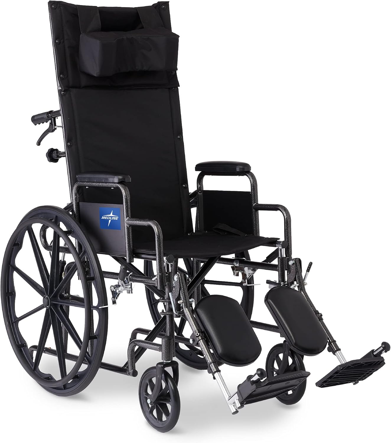 Medline Reclining Wheelchair, Desk - Length Arms and Elevating Leg Rests, 16" x 18" Seat (W x D) - with | Sold by Uncle Wiener's Wholesale
