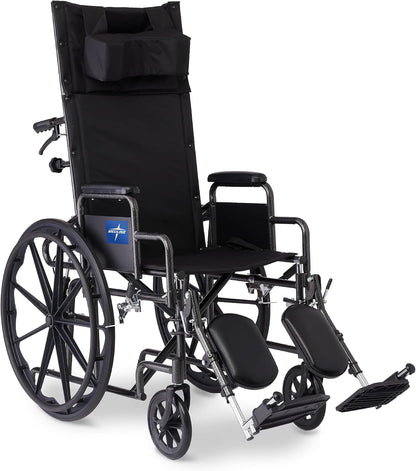 Medline Reclining Wheelchair, Desk - Length Arms and Elevating Leg Rests, 16" x 18" Seat (W x D) - with | Sold by Uncle Wiener's Wholesale