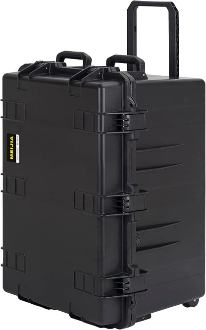 MEIJIA Portable All Weather Waterproof Camera Case,Customizable Fit Foam with Rolling Wheels and Retractable Pull Handle,33.25"X24.4"X19.3" - with | Sold by Uncle Wiener's Wholesale