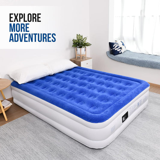 Meldoz Queen Air Mattress with Built - In Pump – 18" Double High Inflatable Bed - with | Sold by Uncle Wiener's Wholesale