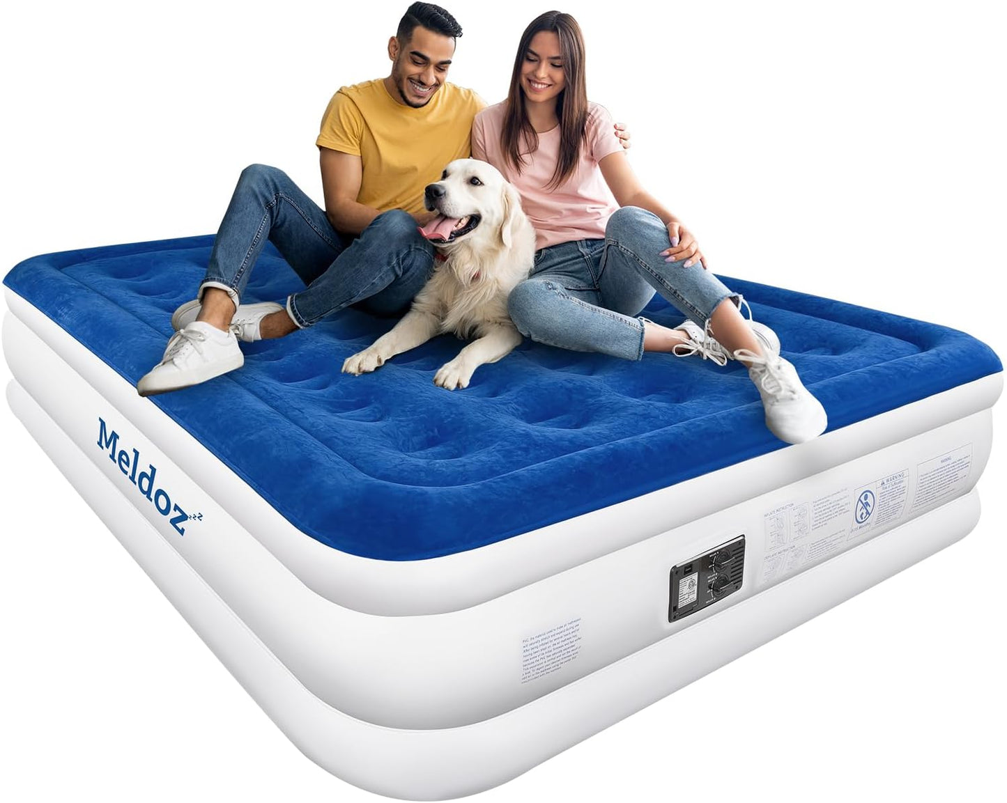 Meldoz Queen Air Mattress with Built - In Pump – 18" Double High Inflatable Bed - with | Sold by Uncle Wiener's Wholesale