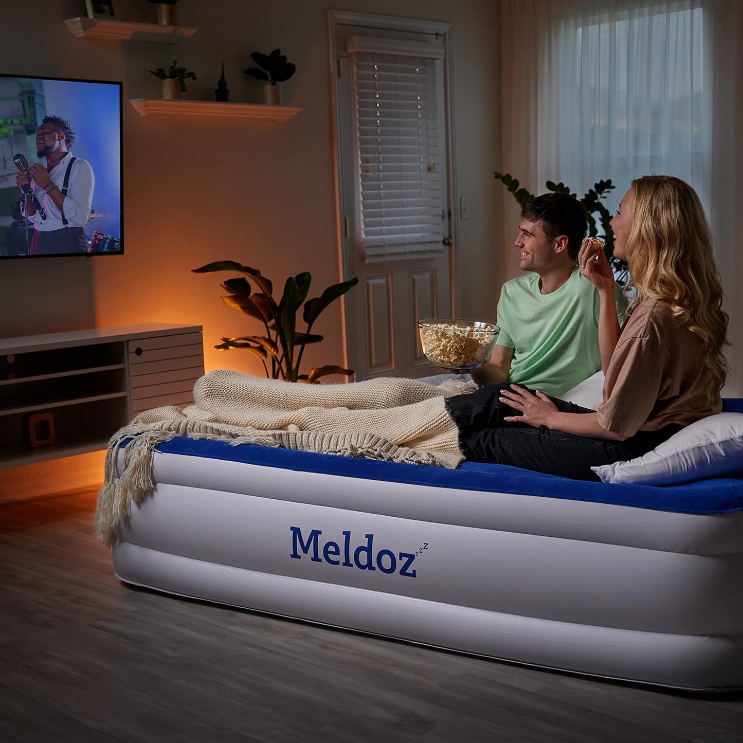 Meldoz Queen Air Mattress with Built - In Pump – 18" Double High Inflatable Bed - with | Sold by Uncle Wiener's Wholesale