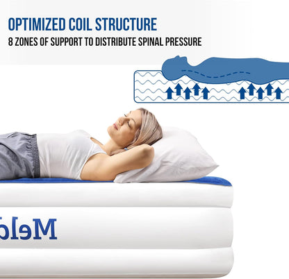 Meldoz Queen Air Mattress with Built - In Pump – 18" Double High Inflatable Bed - with | Sold by Uncle Wiener's Wholesale