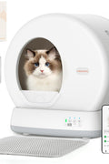 MeoWant Self - Cleaning Cat Litter Box, Integrated Safety Protection Automatic Cat Litter Box for Multi Cats, Extra Large/Odor Removal/APP Control Smart Cat Litter Box with Mat & Liner - with Grey | Sold by Uncle Wiener's Wholesale