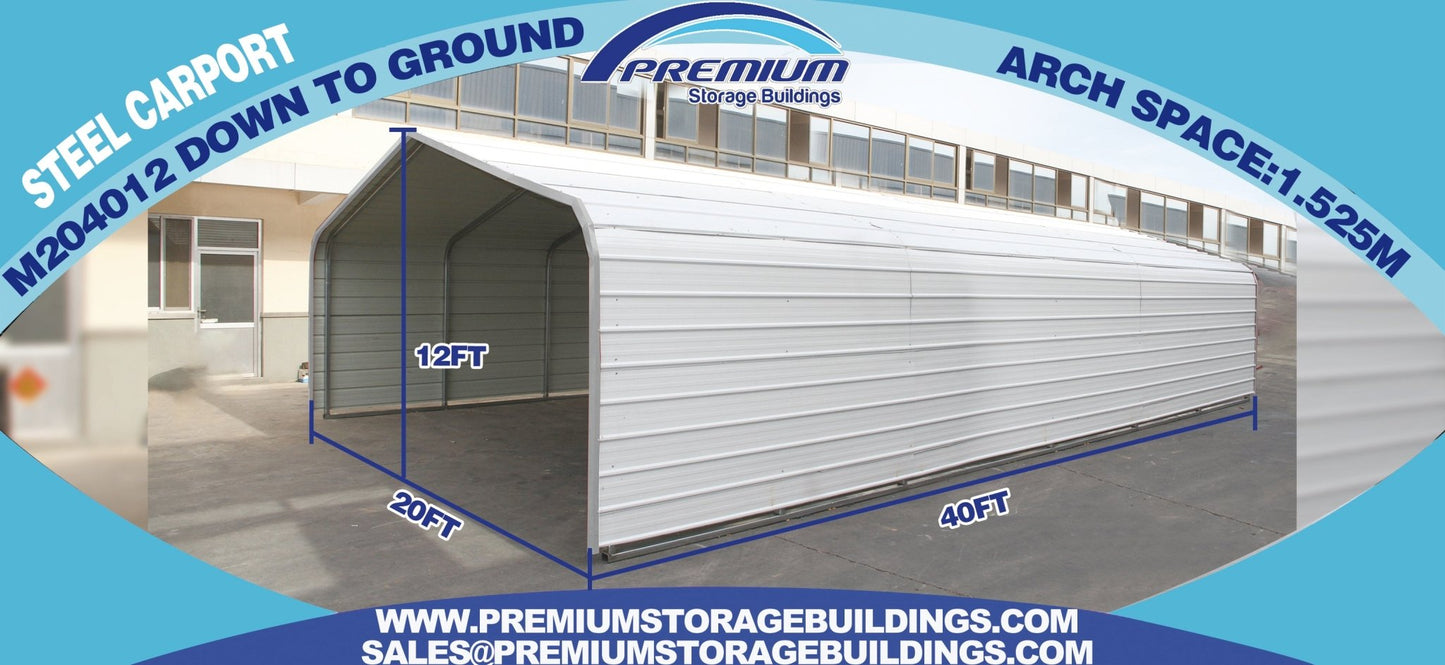 Metal Carport Garage Shed – 20x20 FT | 20x30 FT | 12x40 FT | 20x40 FT | Heavy - Duty Storage Building - with 20x40X12 FT M204012 | Sold by Uncle Wiener's Wholesale