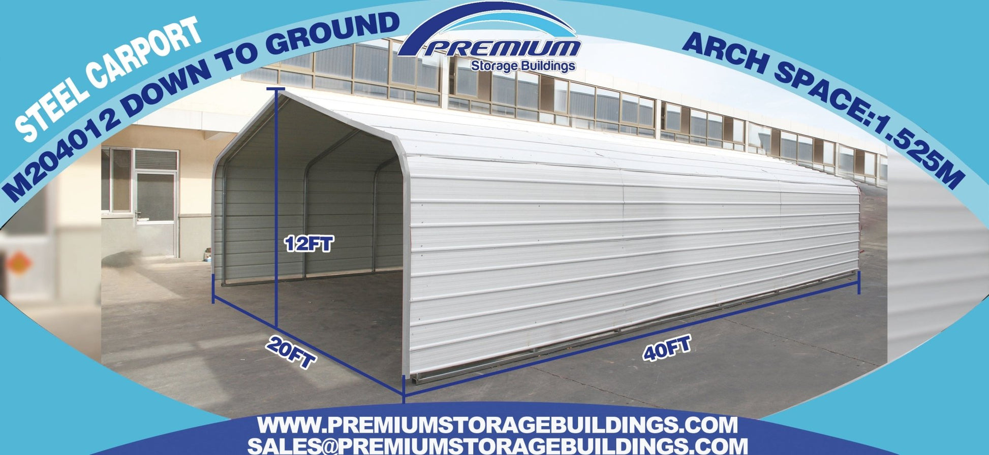 Metal Carport Garage Shed – 20x20 FT | 20x30 FT | 12x40 FT | 20x40 FT | Heavy - Duty Storage Building - with 20x40X12 FT M204012 | Sold by Uncle Wiener's Wholesale
