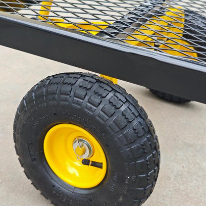 Metal Deck Wagon with Pneumatic 4 - Wheel and 800 lb Load Capacity MDW4824 - with | Sold by Uncle Wiener's Wholesale