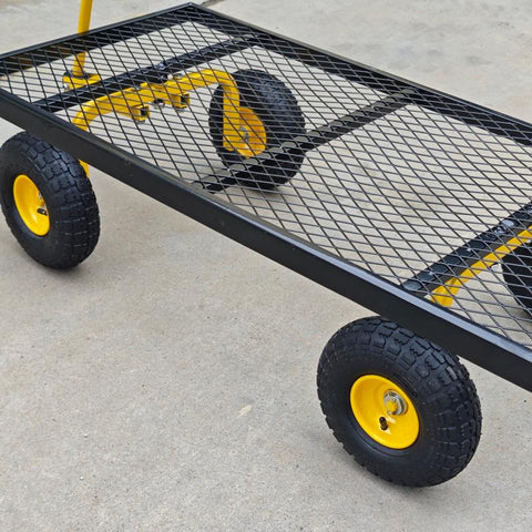 Metal Deck Wagon with Pneumatic 4 - Wheel and 800 lb Load Capacity MDW4824 - with | Sold by Uncle Wiener's Wholesale