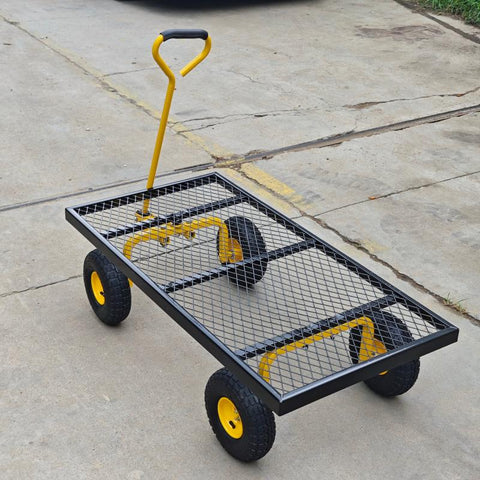 Metal Deck Wagon with Pneumatic 4 - Wheel and 800 lb Load Capacity MDW4824 - with | Sold by Uncle Wiener's Wholesale
