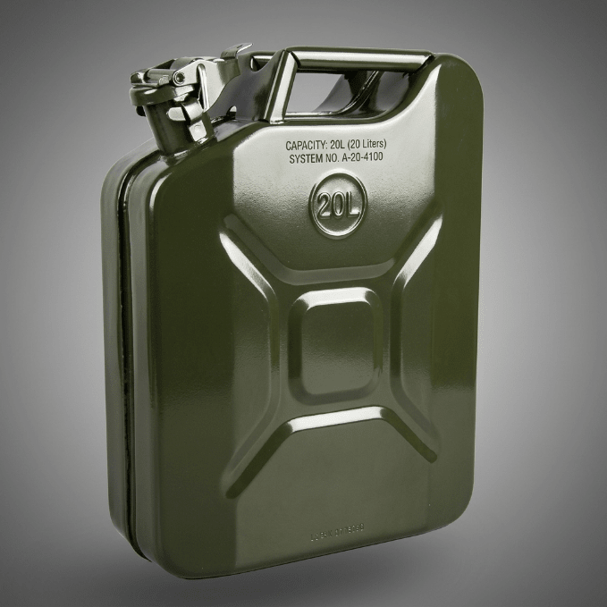 Metal Fuel Jerry Can – 5L, 10L, 20L Gas & Diesel | Military Green Heavy - Duty Storage - General Equipment with 20L Jerry Can – Olive Green Metal Fuel Container – 31520L | Sold by Uncle Wiener's Wholesale