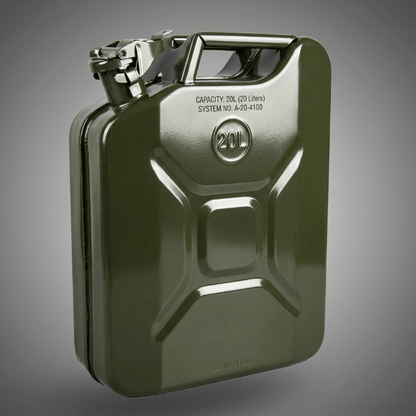 Metal Fuel Jerry Can – 5L, 10L, 20L Gas & Diesel | Military Green Heavy - Duty Storage - General Equipment with 20L Jerry Can – Olive Green Metal Fuel Container – 31520L | Sold by Uncle Wiener's Wholesale